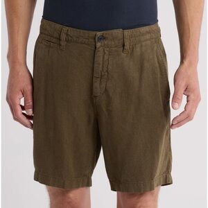 Hugo Boss Olive Green Flat Front Shorts